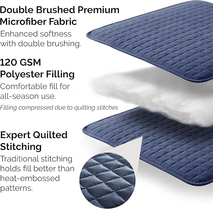 Southshore Fine Living, Inc. Oversized Twin Quilt Bedding Set, Microfiber Quilts, Summer Bedspread & Coverlet Sets, Pet Hair Resistant Bedding, Twin XL Quilt Set with 1 Pillow Sham, Dark Blue Quilt