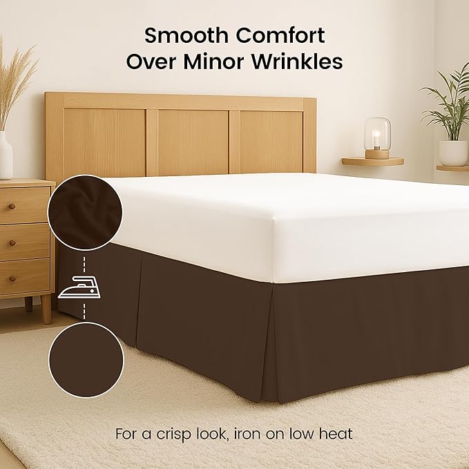Utopia Bedding Twin Bed Skirt - Soft Quadruple Pleated Ruffle - Easy Fit with 15 Inch Tailored Drop - Hotel Quality, Shrinkage and Fade Resistant (Twin, Brown)
