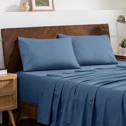 Bare Home Microfiber Pillow Cases - King 20x36 - Cooling Pillowcases - Double Brushed - Easy Care - Envelope Closure (King Pillowcase Set of 2, Coronet Blue)