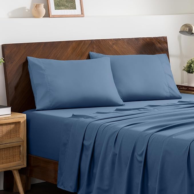 Bare Home Microfiber Pillow Cases - King Size 20x40 - Cooling Pillowcases - Double Brushed - Easy Care - Envelope Closure (King Pillowcase Set of 2, Coronet Blue)