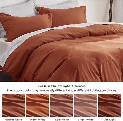 Bedsure Duvet Cover Queen Size - Soft Double Brushed Bedding Set for Kids & Adults, Zipper Closure, 3 Pieces, Includes 1 Duvet Cover (90"x90") & 2 Pillow Shams, NO Comforter, Terracotta