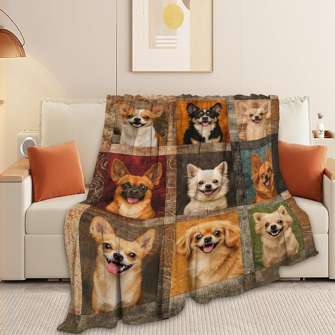 Chihuahua Blanket Super Soft Warm Fluffy Fleece Flannel Dog Animal Throw Blanket Cozy Fuzzy Plush Stuff Bedding Blankets Gifts for Women Kids Boys Girls Adults 50"X40"