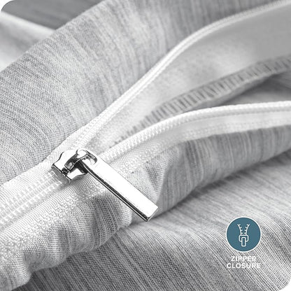 Bare Home Bedding Duvet Cover Full Size - Premium 1800 Super Soft Collection - Lightweight, Duvet Cover - Soft Textured Bedding (Full, Heathered Pewter)