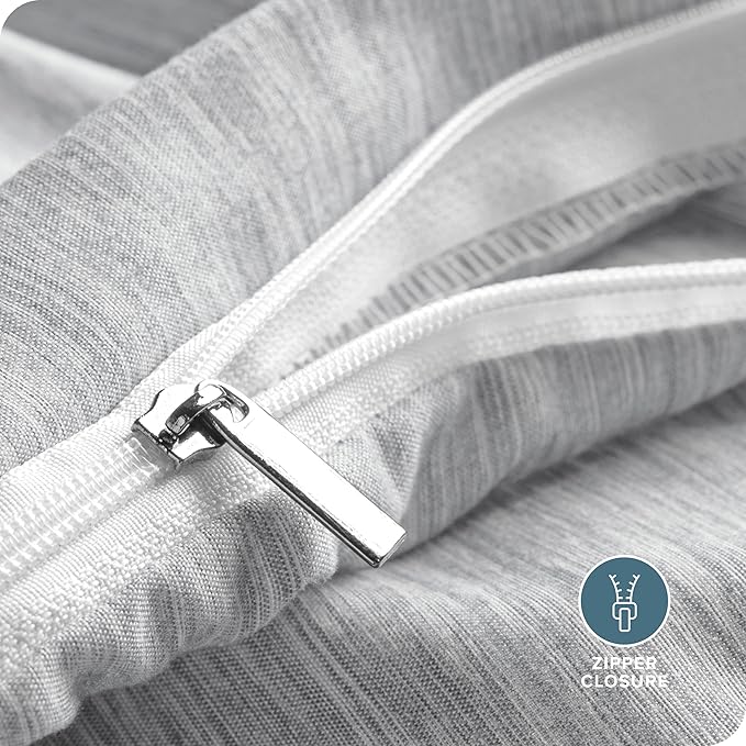 Bare Home Bedding Duvet Cover Oversized King Size - Premium 1800 Super SoftCollection - Lightweight, Duvet Cover - Soft Textured Bedding (Oversized King, Heathered Pewter)