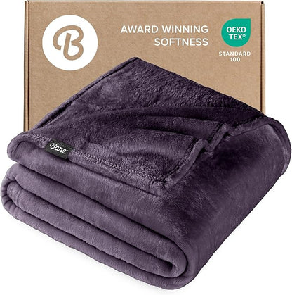 Bare Home Fleece Blanket - King Size - Ultra-Soft Lightweight for Bed, Sofa, and Couch - Luxury Microplush - Cozy Warm Blanket (King, Eggplant)