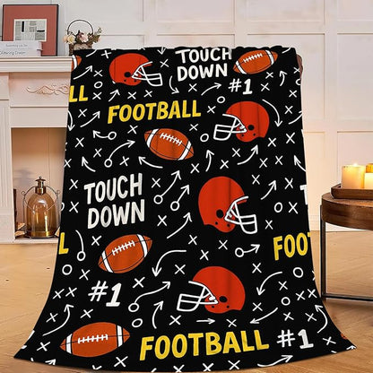 American Football Blanket Super Soft Warm Fluffy Fleece Flannel Ball Sports Throw Blanket Cozy Fuzzy Plush Football Stuff Bedding Blankets Gifts for Teens Boys Kids Women Girls Adults 80"X60"