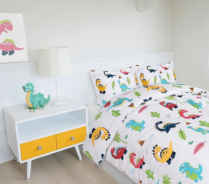 Utopia Bedding Dinosaur Kids Comforter Set with 2 Pillow Shams, 3 Piece Soft Microfiber Twin Bed Comforter with Pillow Shams, Printed Kids Bedding for Boys and Girls, Lightweight, Breathable,Easy Care