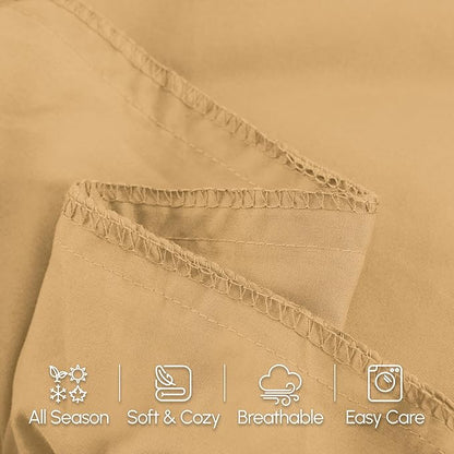 Elegant Comfort Luxury Ultra-Soft 1-Piece Body Pillowcase - 1500 Premium Hotel Quality Microfiber Double Brushed - Wrinkle Resistant, Body Pillowcase Size, Camel-Gold