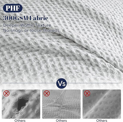 PHF Waffle Weave Duvet Cover Set Twin/Twin XL Size, No Snagging Soft Luxury Textured Breathable Comforter Cover for All Season 2pcs, Durable Bedding Duvet Set with 1 Pillow Sham, 68"x90", Light Grey