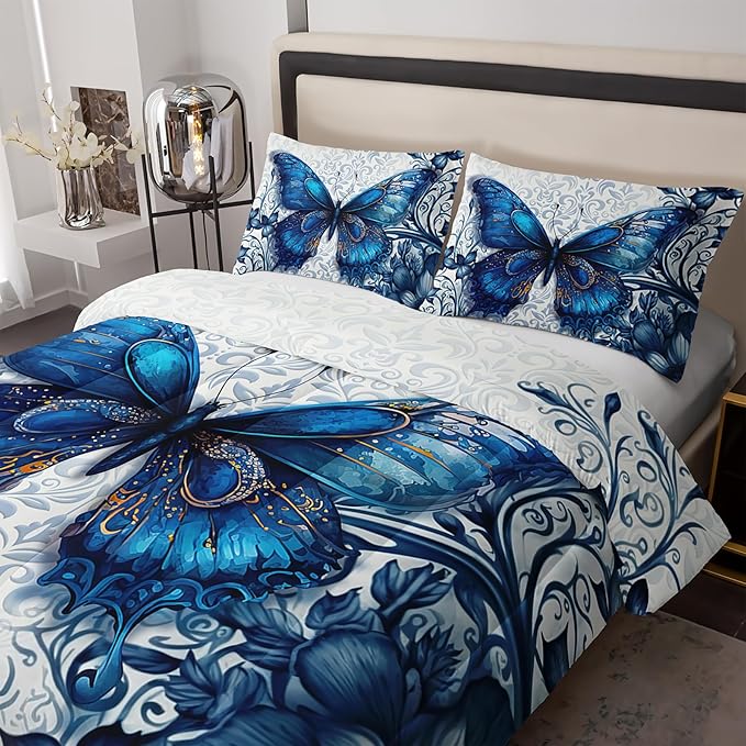 Twin Size Boho Butterfly Bedding Set for Girls - Dreamy Comforter Set with Butterfly Decorations