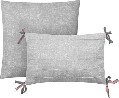 Juicy Couture Cabana Stripe Reversible Bedding Set - King Size - Pink and Grey Stripe Print - 6 Piece Set - Includes 1 104 x 90 Comforter, 3 Decorative Pillows, 2 Shams
