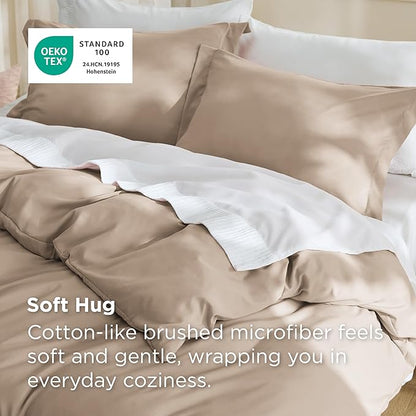 Bedsure Duvet Cover Queen Size - Soft Double Brushed Bedding Set for Kids & Adults, Zipper Closure, 3 Pieces, Includes 1 Duvet Cover (90"x90") & 2 Pillow Shams, NO Comforter, Hazel