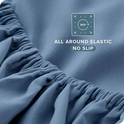 Bare Home Short Queen Sheet Set - 1800 Ultra-Soft Microfiber Bed Sheets - Double Brushed - Deep Pockets - Easy Fit - 4 Piece Set - Bedding Sheets & Pillowcases (Short Queen, Coronet Blue)