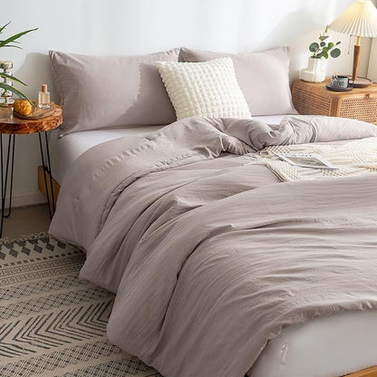 COTTEBED Ultra-Soft Queen Bedding Comforter Sets Bed, All Seasons Use Light Weight with Warm Fluffy Washable Cotton Microfiber,1 Bed Down Alternative Comforter & 2 Pillow Sham (Queen/Full Beige Brown)