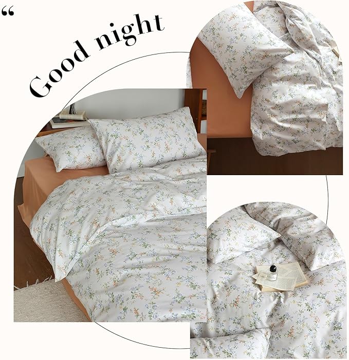 HighBuy 3 Piece Flowers Comforter Set Full Size French Style with Blue Floral Botanical All Season Bedding Comforter Cottagecore Cozy Comforter Set with 2 Pillowcases,Lightweight Soft