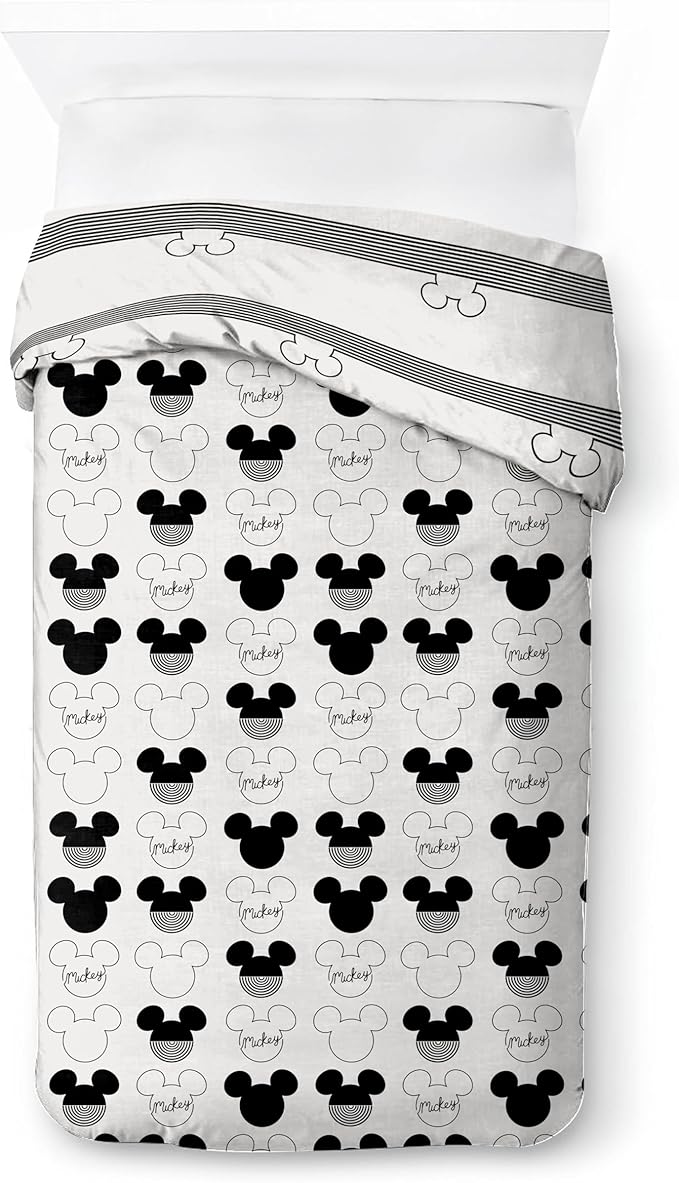 Jay Franco Kids Duvet Cover Set with Sham & Pillowcase – Ultra-Soft Bedding for Room Decor, Cover ONLY Comforter NOT Included, White - Mickey Mouse, 2 Piece Twin