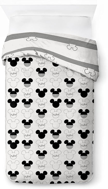 Jay Franco Kids Duvet Cover Set with Sham & Pillowcase – Ultra-Soft Bedding for Room Decor, Cover ONLY Comforter NOT Included, White - Mickey Mouse, 2 Piece Twin