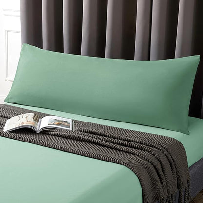 MILVOWOC 2Pcs Brushed Microfiber Body Pillowcases - 20 x 55 Inch, Dark Green Pillow Case Set Non Slip Envelope Pillow Cover with Moisture Absorption and Anti-Wrinkle