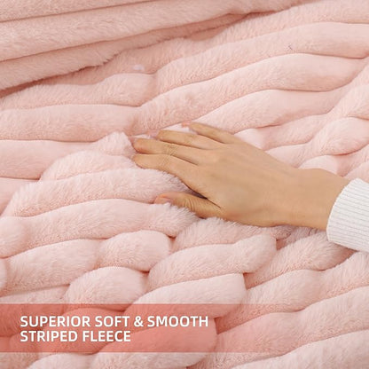 Smoofy Fluffy Twin Comforter Sets 2 Pieces - Blush Pink Fleece Fluffy Comforter Set, Luxury Fuzzy Twin Bedding Set, Soft Twin Size Comforter All Season, Heavy Faux Fur Comforter with Pillow Cases