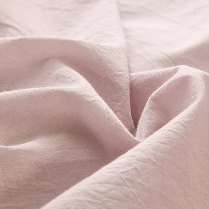 MooMee Fitted Bottom Sheet Only 100% Washed Cotton Linen Like Textured Breathable Durable Soft Comfy Deep Pocket Fits Mattress up to 17" (Greyish Pink, King)
