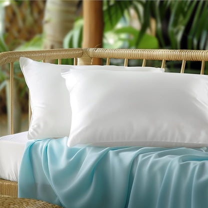 Bedsure Pillow Cases Standard Size, Cooling Pillow Cases, Rayon Derived from Bamboo White Pillowcases Standard Set of 2, PureWoven Silky Soft Bedding Pillow Covers with Envelope Closure, 20x26 Inches