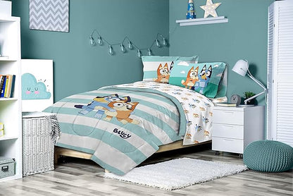 Jay Franco Bluey & Bingo 5 Piece Twin Size Bed Set - Includes Comforter & Sheet Set - Super Soft Kids Bedding Fade Resistant Microfiber (Official Bluey Product)