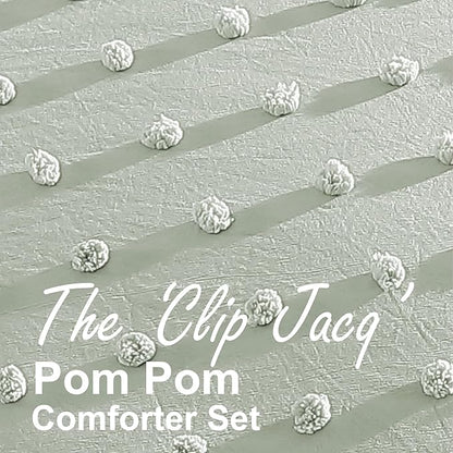 Swift Home Twin/Twin XL Sage Comforter Set - Decorative Tufted Pom Poms Bedding Set - 2 Pieces Bed Linen, 1 Comforter and 1 Pillow Sham