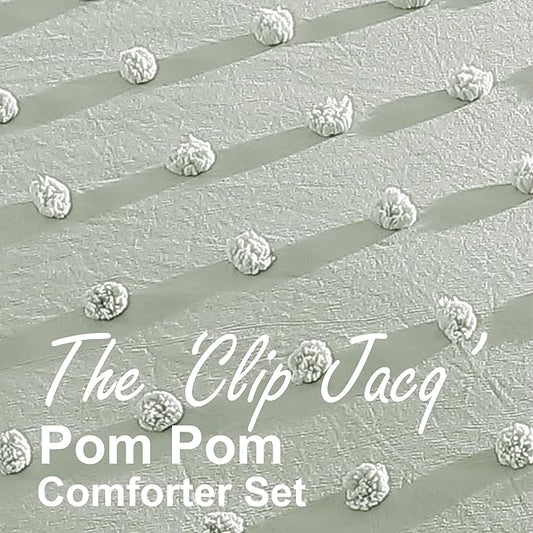 Swift Home Twin/Twin XL Sage Comforter Set - Decorative Tufted Pom Poms Bedding Set - 2 Pieces Bed Linen, 1 Comforter and 1 Pillow Sham