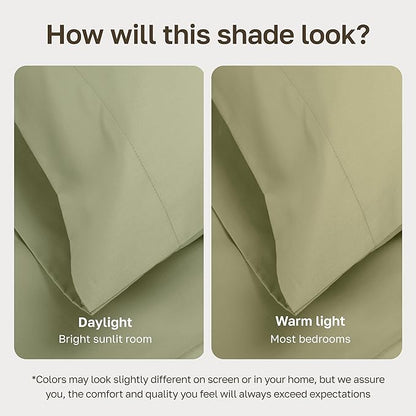 California Design Den Thick and Natural 100% Cotton Bed Sheets King Size Set - 1000 Thread Count Sateen Sheet & Pillowcase Sets, Deep Pockets, Durable Bedding - Sage Green