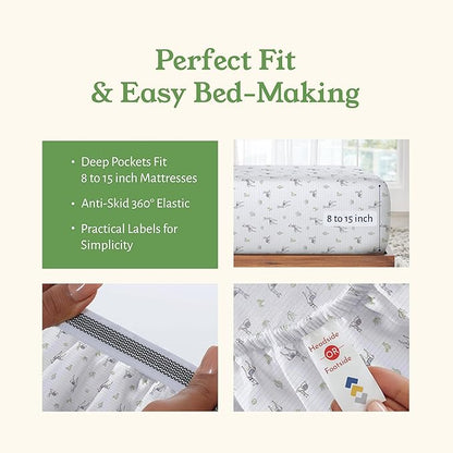 California Design Den Printed Queen Size Bed Sheet Set, 100% Organic Cotton Percale Sheets, Deep Pocket Queen Sheets & Pillowcase Set - Llama