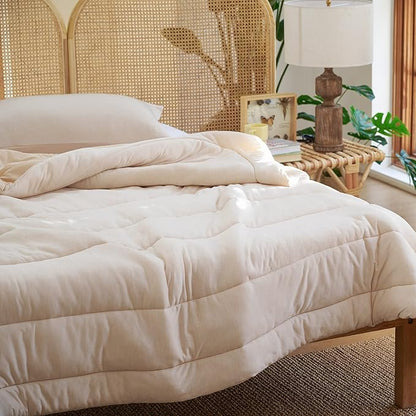 Bedsure Full Comforter Set - Cooling and Warm Bed Set, Beige Reversible Bedding for All Season, 3 Pieces, 1 Full Size Comforter (82"x88") and 2 Pillow Cases (20"x26")