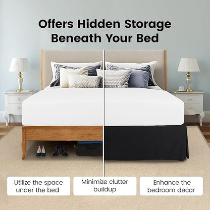 Utopia Bedding Twin Bed Skirt - Soft Quadruple Pleated Ruffle - Easy Fit with 15 Inch Tailored Drop - Hotel Quality, Shrinkage and Fade Resistant (Twin, Black)