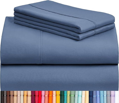 LuxClub 4 PC Full Sheet Set, Breathable Luxury Bed Sheets, Deep Pockets 18" Wrinkle Free Cooling Bed Sheets Machine Washable Hotel Bedding Silky Soft - Oxford Full
