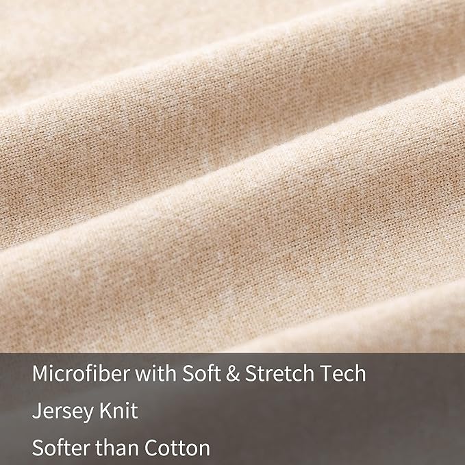 2-Pack Stretch Pillow Cases - Jersey Knit & Envelope Closure Pillowcases with Ultra Soft T-Shirt Like Polyester Blend - Suitable for Queen or Standard Size Set of 2, Heather Taupe