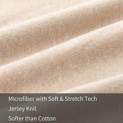 2-Pack Stretch Pillow Cases - Jersey Knit & Envelope Closure Pillowcases with Ultra Soft T-Shirt Like Polyester Blend - Suitable for Queen or Standard Size Set of 2, Heather Taupe