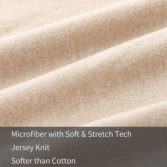 2-Pack Stretch Pillow Cases - Jersey Knit & Envelope Closure Pillowcases with Ultra Soft T-Shirt Like Polyester Blend - Suitable for Queen or Standard Size Set of 2, Heather Taupe