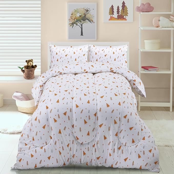 Utopia Bedding Pine Tree Kids Comforter Set with 2 Pillow Shams, 3 Piece Soft Microfiber Twin Bed Comforter with Pillow Shams, Printed Kids Bedding for Boys and Girls, Breathable, Easy Care