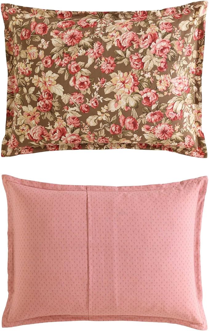 Laura Ashley - King Comforter Set, Soft Cotton Bedding with Matching Shams, Floral Home Decor, Oeko-Tex Certified (Bloomsbury Brown, King)
