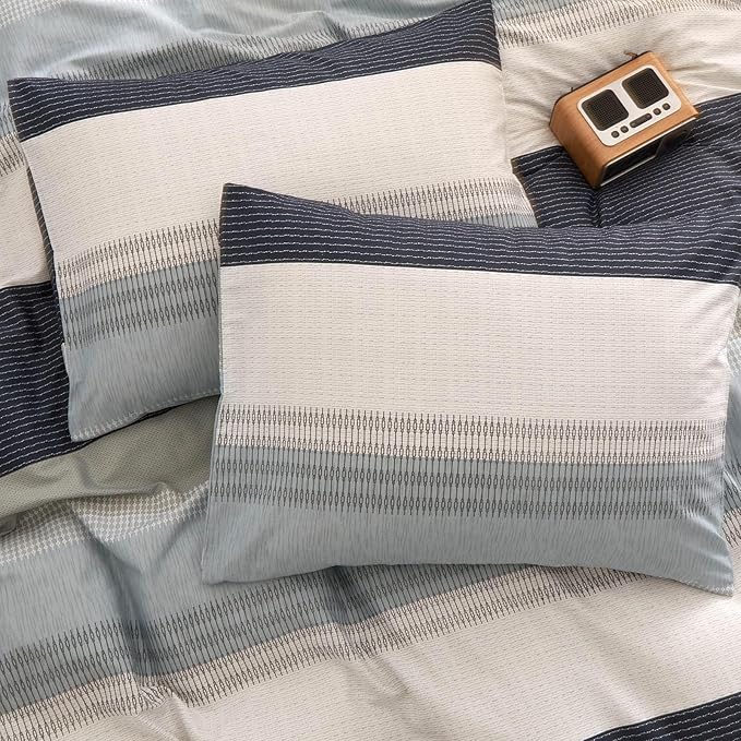LifeTB Cotton Twin XL Duvet Cover Gray Blue White Striped Duvet Cover Modern Soft Geometric Striped Bedding Set for Men Boy Teen Simple Style Comfy Striped Comforter Cover with Zipper Closure