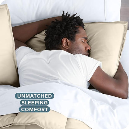 Bare Home Bedding Duvet Cover Oversized King Size - Premium 1800 Super Soft Collection - Lightweight, Duvet Cover - Soft Textured Bedding (Oversized King, Sand)