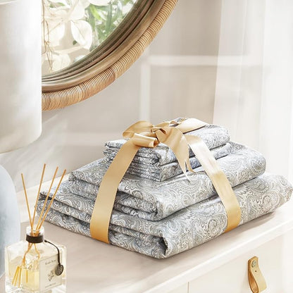 Comfort Spaces 100% Cotton Sheets Queen, Breathable, Naturally Cool Cotton Sheets, Soft Cotton Bed Sheets with 14" Elastic Pocket Fits up to 16" Mattress, All Seasons Sheet Set, Paisley Multi 4 Piece