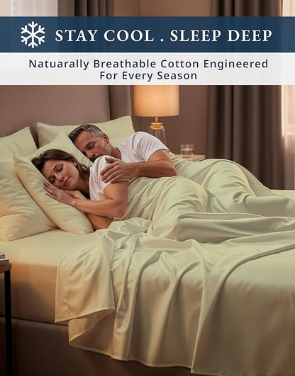 LANE LINEN 100% Egyptian Cotton Sheets, Sustainably Produced Eco Friendly Luxury Hotel Like Thick Sábanas Full, 15 inch Reinforced French Seam Full Size Bed Sheet - Sea Foam