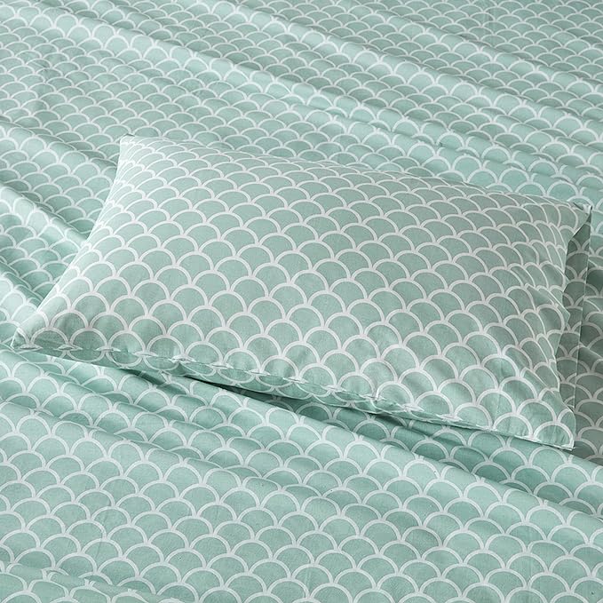 Comfort Spaces 100% Cotton Sheet Set Breathable, Lightweight, Soft with 14" Elastic Pocket Fits up to 16" Mattress, All Season Cozy Bedding, Matching Pillow Case, Queen Scales 4 Piece