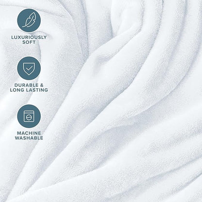 Bare Home Fleece Blanket - Throw Extra Long - Ultra-Soft Lightweight for Bed, Sofa, and Couch - Luxury Microplush - Cozy Warm Blanket (Throw XL, White)