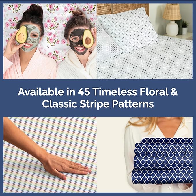 Floral Sheets - Purple Floral Bed Sheet Set - 1 Flat, 1 Fitted & 1 Pillowcase w/ Deep Pockets - Comfy, Wrinkle & Fade Free - Boho Botanical Bedding - Soft, Breathable and Cooling - Twin XL Size Set
