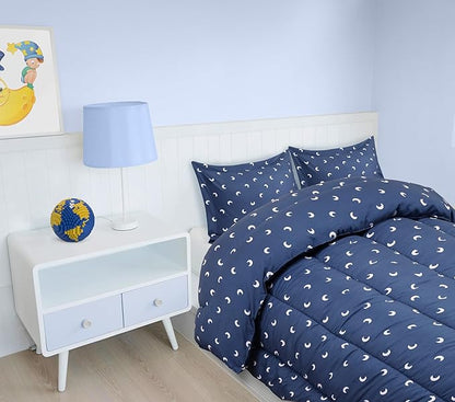 Utopia Bedding Moon Kids Comforter Set with 2 Pillow Shams, 3 Piece Soft Microfiber Twin Bed Comforter with Pillow Shams, Printed Kids Bedding for Boys and Girls, Lightweight, Breathable,Easy Care