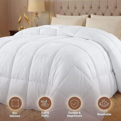 Utopia Bedding Comforter Duvet Insert, Quilted Comforter with Corner Tabs, Box Stitched Down Alternative Comforters King Size (White, Pack of 2)