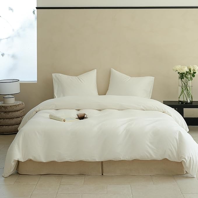 Simple&Opulence French Linen Bed Skirt with Classic 14 inch Drop Dust Ruffle, Tailored Draped Premium Natural Flax Cotton Blend Basic Dust Easy Fit Breathable Farmhouse Bedding (King, Basic Linen)