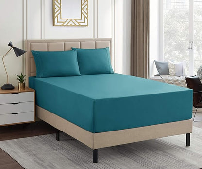 1500 Supreme Collection Extra Deep Pocket Sheets Set - Luxury Soft Bed Sheets, Wrinkle Free, Bedding, Over 40 Colors, 21 inch Extra Deep Pocket, Full, Teal