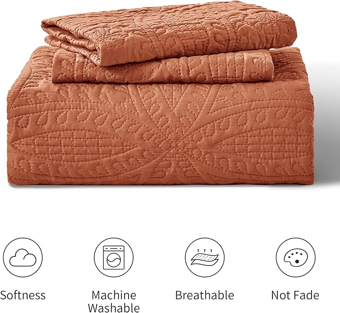 Love's cabin Oversized King Size Quilt Bedding Set Umber Bedspreads - Oversized King Lightweight Bedspread Comforter - Coin Pattern Coverlet for All Season - 3 Pieces (1 Quilt, 2 Pillow Shams)